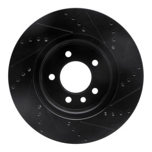 Land Rover LR3 Brake Rotor (1) - Front Left - R1 Concepts - Drilled & Slotted - Black - `05-`07